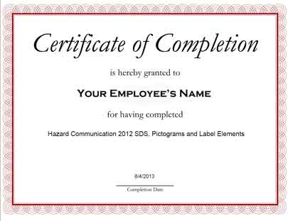 GHS certificate